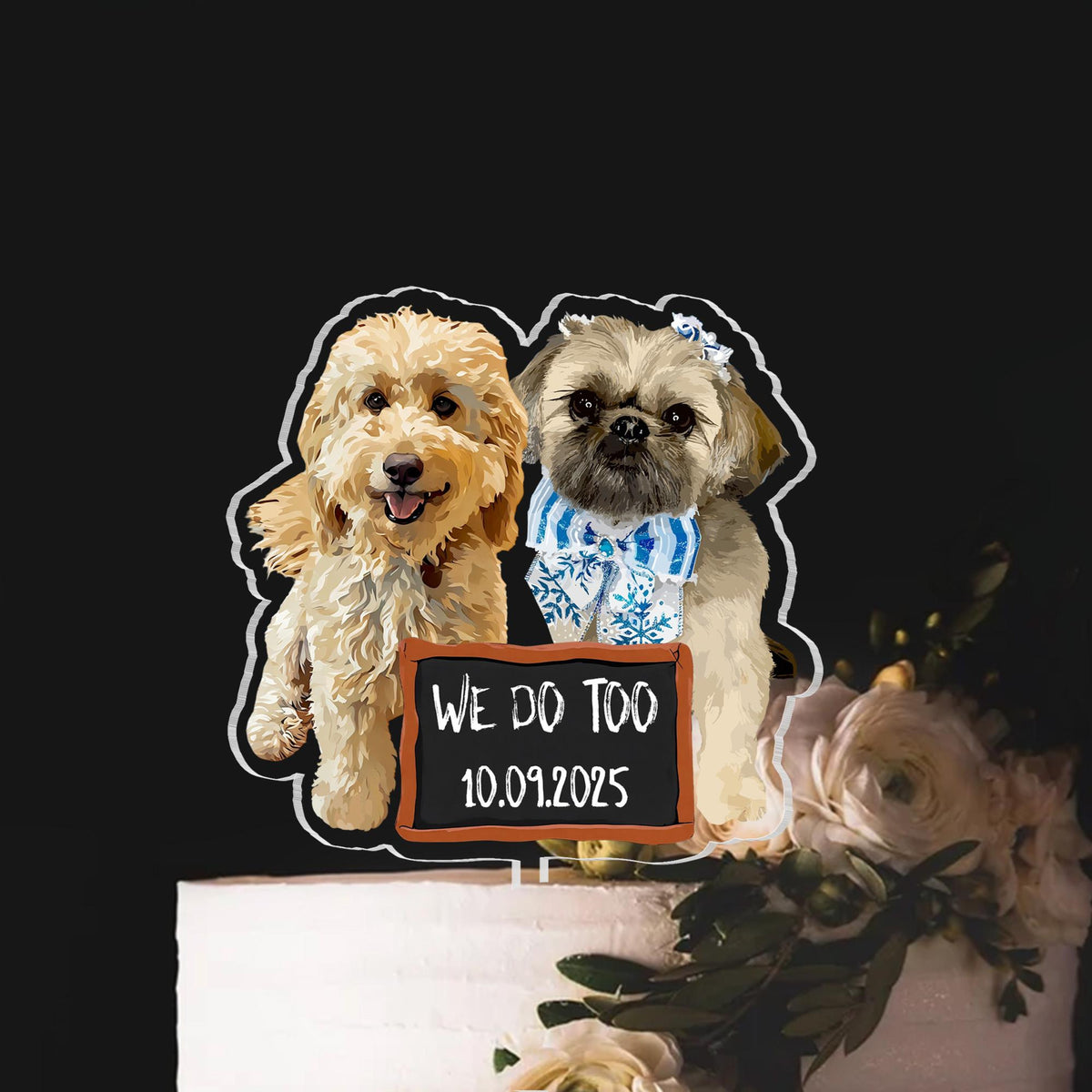 Personalized Pet Portrait Photo Wedding Cake Topper, Custom Dog Photo Cake Topper, Dog Owner Party Favors Decor, Wedding Party Favors