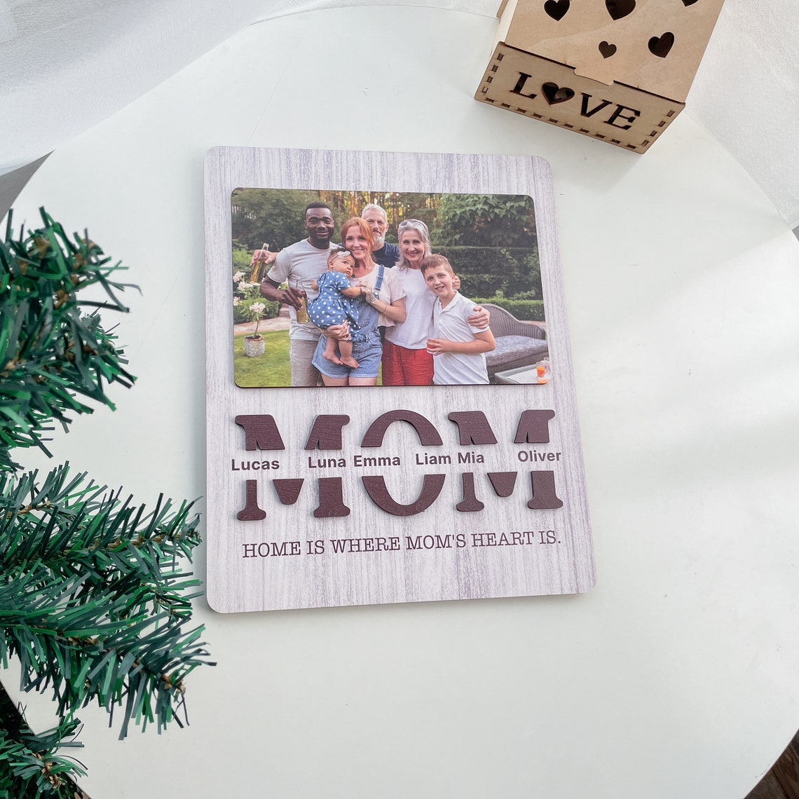 Home Is Where Mom Is With Photo - Personalized Picture Frame - Gift For Mom, Mother's Day Gift