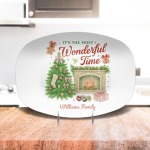 It's The Most Wonderful Time Of The Year, Personalized Family Name Christmas Platter, Holiday Cookies Tray