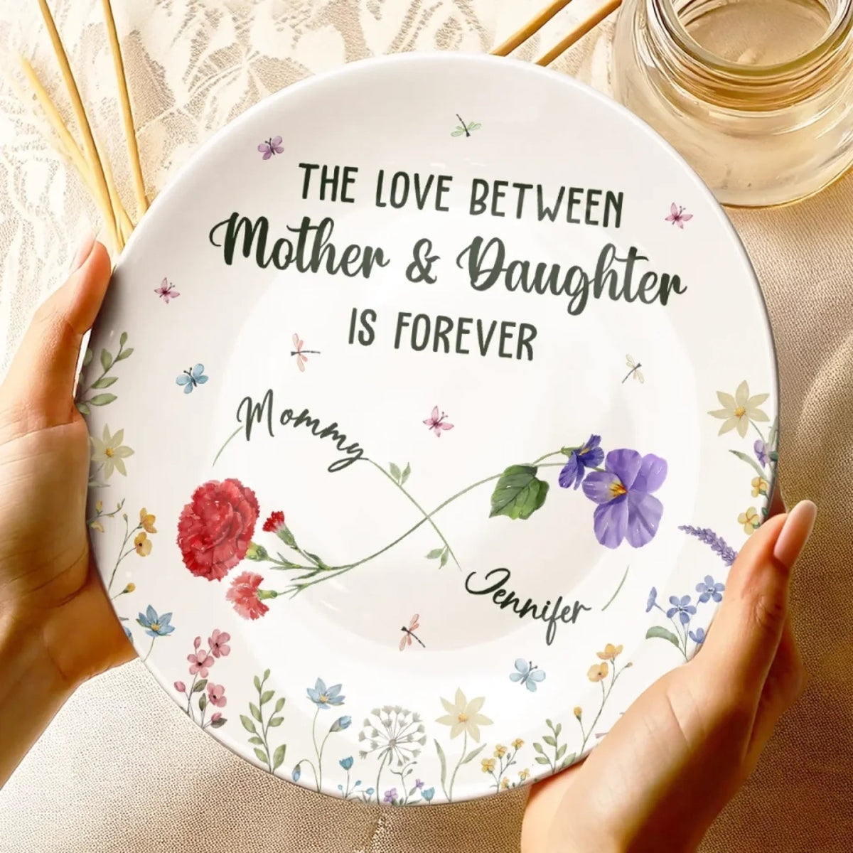 The Love Between Mother & Daughter Is Forever - Personalized Ceramic Plate - Mother's Day, Gift For Mom
