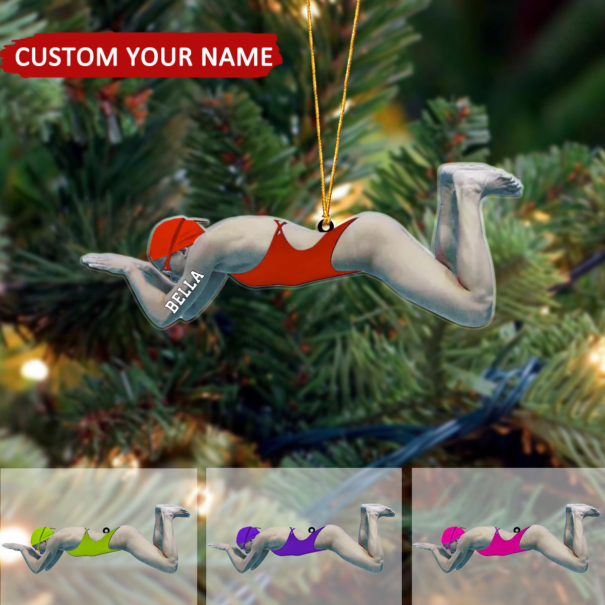 Swimmer Personalized Christmas Ornament, Gift For Swimming Lovers