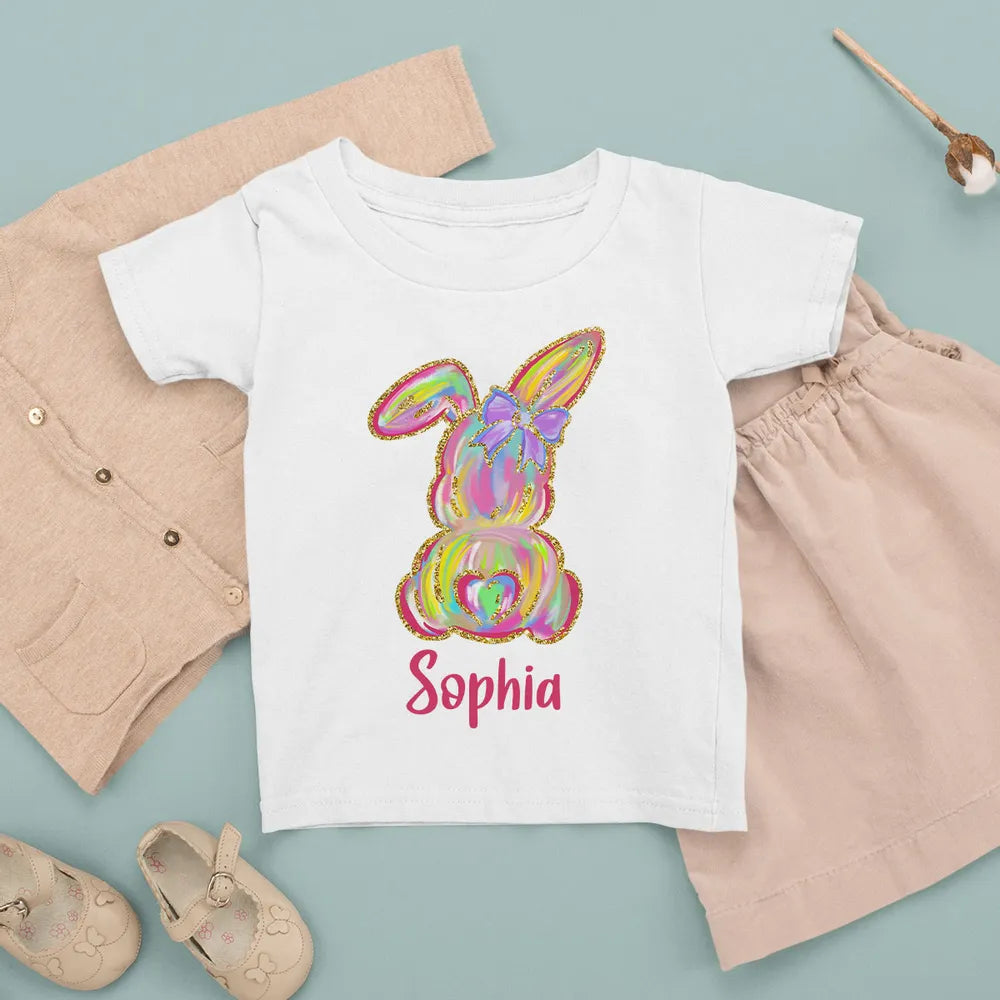 Colorful Easter Bunny - Personalized Baby Onesie - Easter Gift For Baby