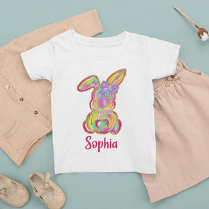 Colorful Easter Bunny - Personalized Baby Onesie - Easter Gift For Baby
