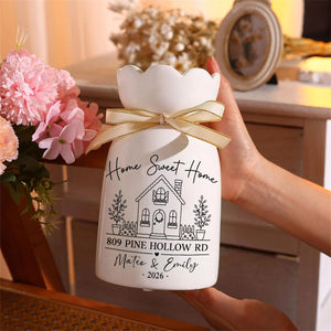 Home Sweet Home - Personalized Custom Ribbon Tie Flower Vase