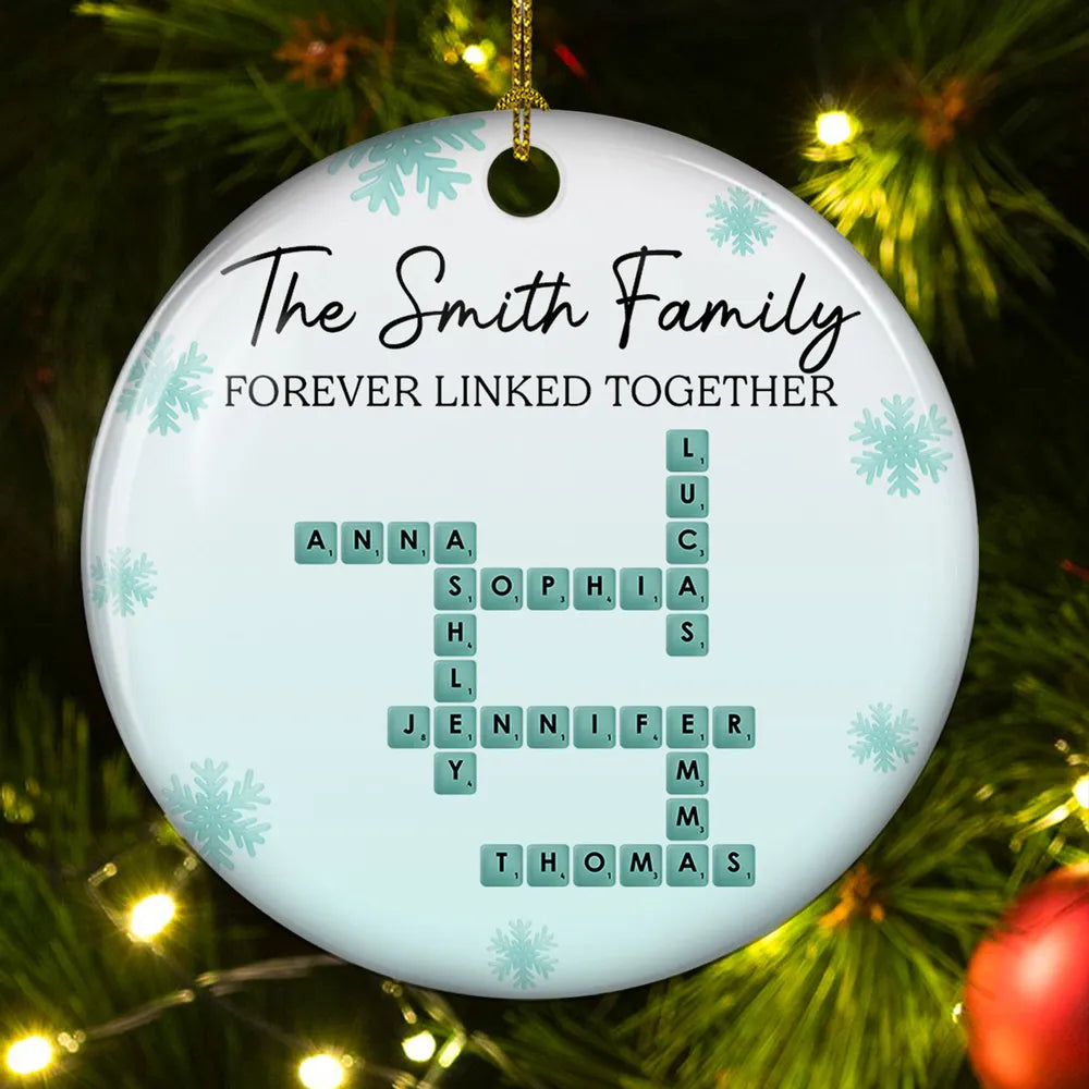 Sea Glass Crossword Family - Personalized Acrylic Ornament - Christmas Gift For Family, Holiday Housewarming Gift