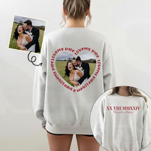 Valentine Heart Custom Text Shirt, Personalized Roman Numeral Date, Name & Picture Gift for Couple, Anniversary