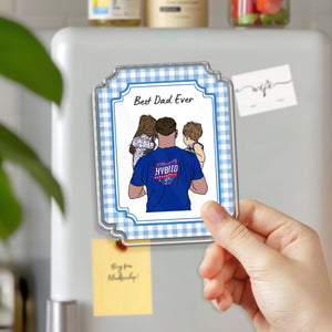 Personalized Portrait From Photo Dad And Kids Magnet: Custom Photo Frame Magnet, Fathers Day Gift For Dad, Gift For Husband, New Dad Gift