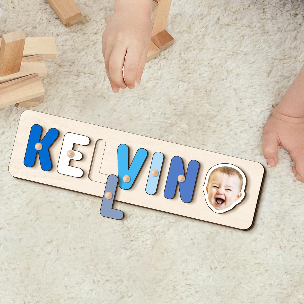 Personalized Name Puzzle for Toddlers, Custom Photo Gift, Wooden Dog Puzzle, Puppy Pet Nursery Decor, 1 2 Year Old Birthday Boy Girl Gifts
