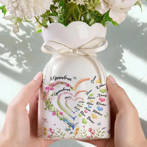 Great Grandma Heart - Personalized Bloom Vase - Gift For Great Grandma, Grandma, Mother's Day Gift