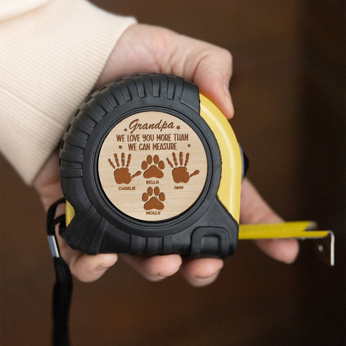 We Love You More Than We Can Measure - Personalized Tape Measure - Father's Day, Birthday Gift For Dad, Grandpa