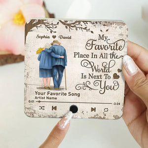 Favorite Place In The World Old Couple Walking Back View Personalized Music Fridge Magnet, Gift For Him, For Her