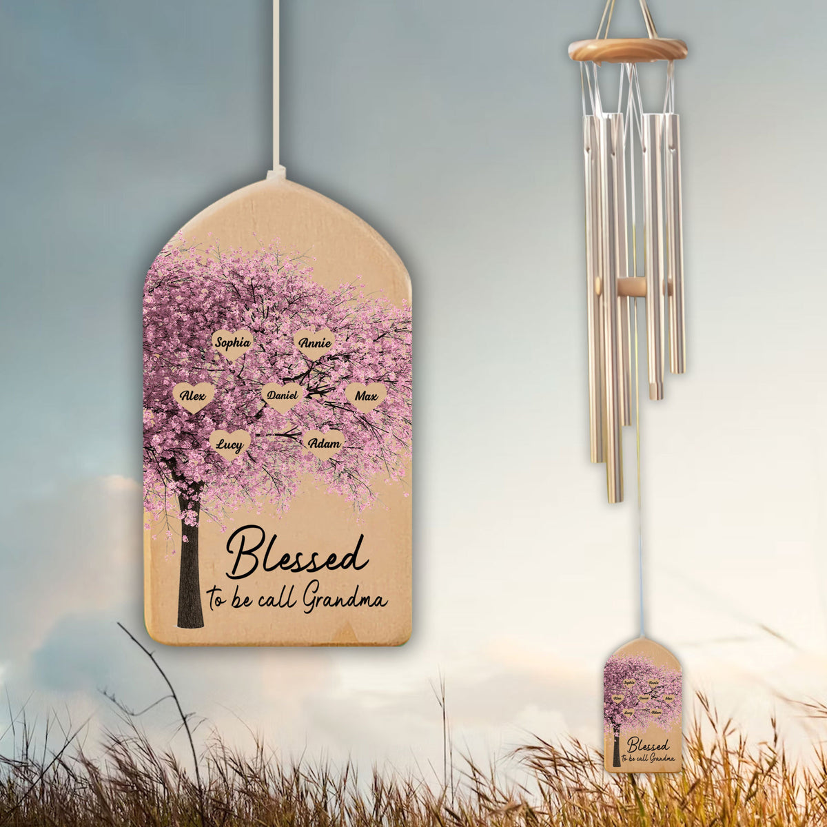 Blessed To Be Call Mom Grandma - Personalized Windchime - Gift For Mom, Grandma, Mother's Day, Birthday Gift