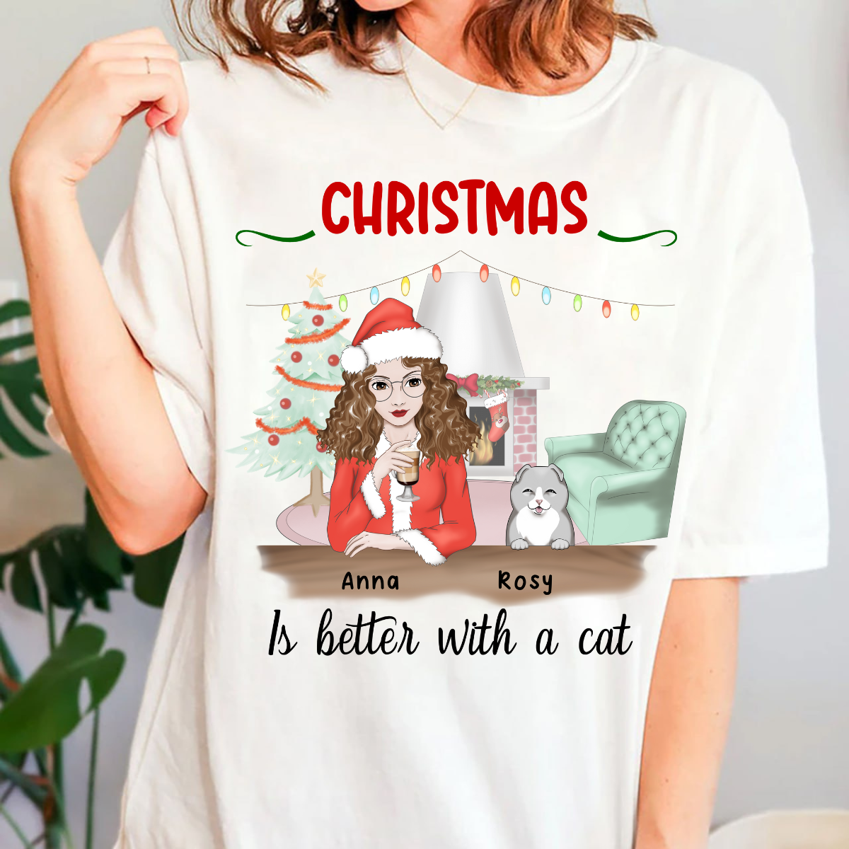 Christmas Is Better With A Cat Personalized T Shirt Winter Season Gift For Cat Lovers Christmas Gift For Cat Mom
