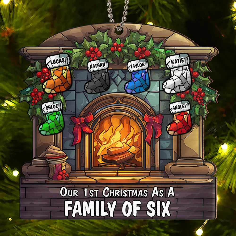 Our First Christmas As A Family - Personalized Suncatcher Ornament - Gift For Family, Christmas Decor