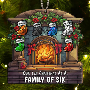Our First Christmas As A Family - Personalized Suncatcher Ornament - Gift For Family, Christmas Decor