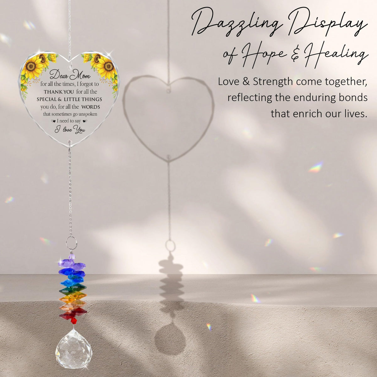 Dear Mom I Love You All The Time Ornament, Crystal Heart Ornament Appreciation Gift, Christmas Hainging Decor