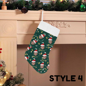 Custom Christmas Stocking with Photo Name Personalized Face Funny Xmas Stocking Gift for Family Christmas Fireplace Decoration