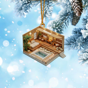 Sauna Room 2D Flat Christmas Ornament, Sauna Xmas Tree Decor, Loved Sauna Ornament, Christmas Hanging Ornament Gift