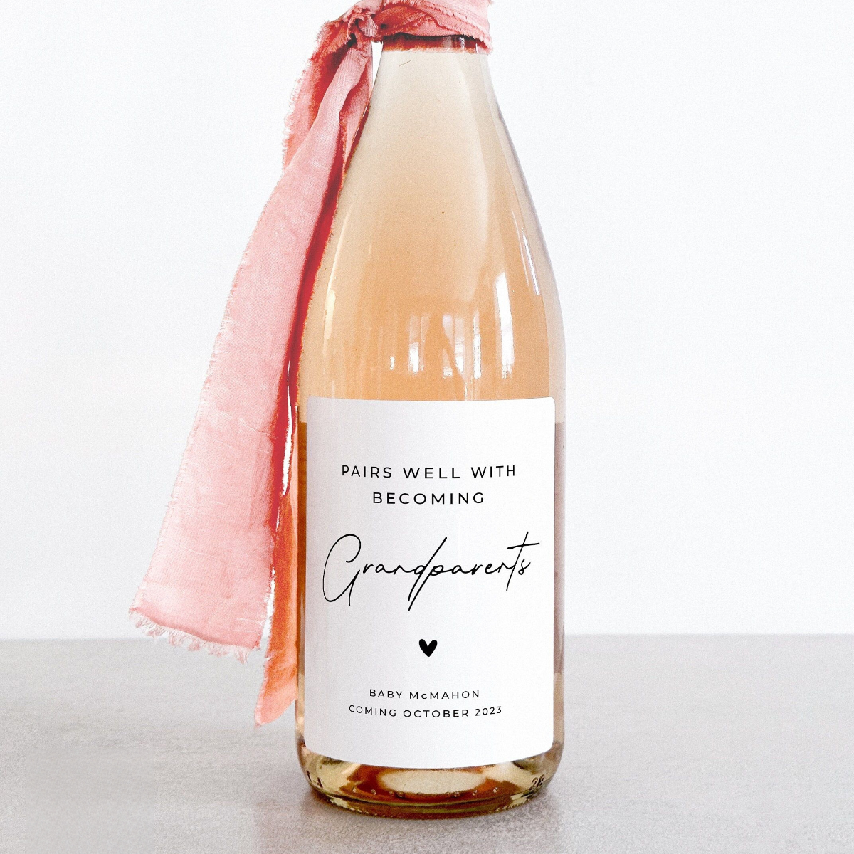 Pregnancy Announcement New Grandparent Gift, Pregnancy Reveal Champagne Label for Baby Reveal