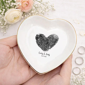 Personalized Fingerprint Jewelry Dish, Custom Fingerprint Ring Dish, Bridesmaid Gifts, Engraved Jewelry Dish, Birthday Gift for Her