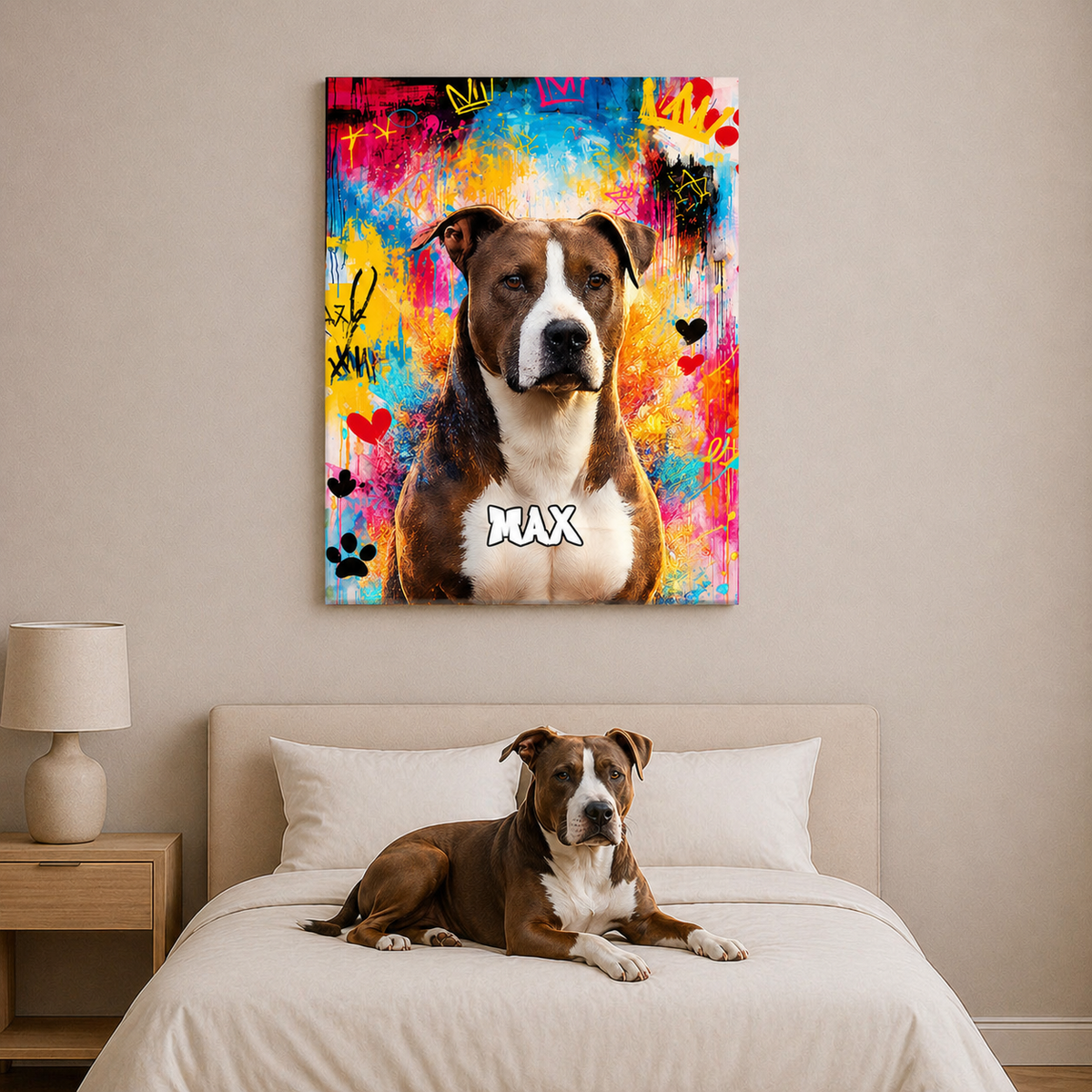 Vibrant Watercolor Splatter Dog Cat Photo - Personalized Poster Canvas
