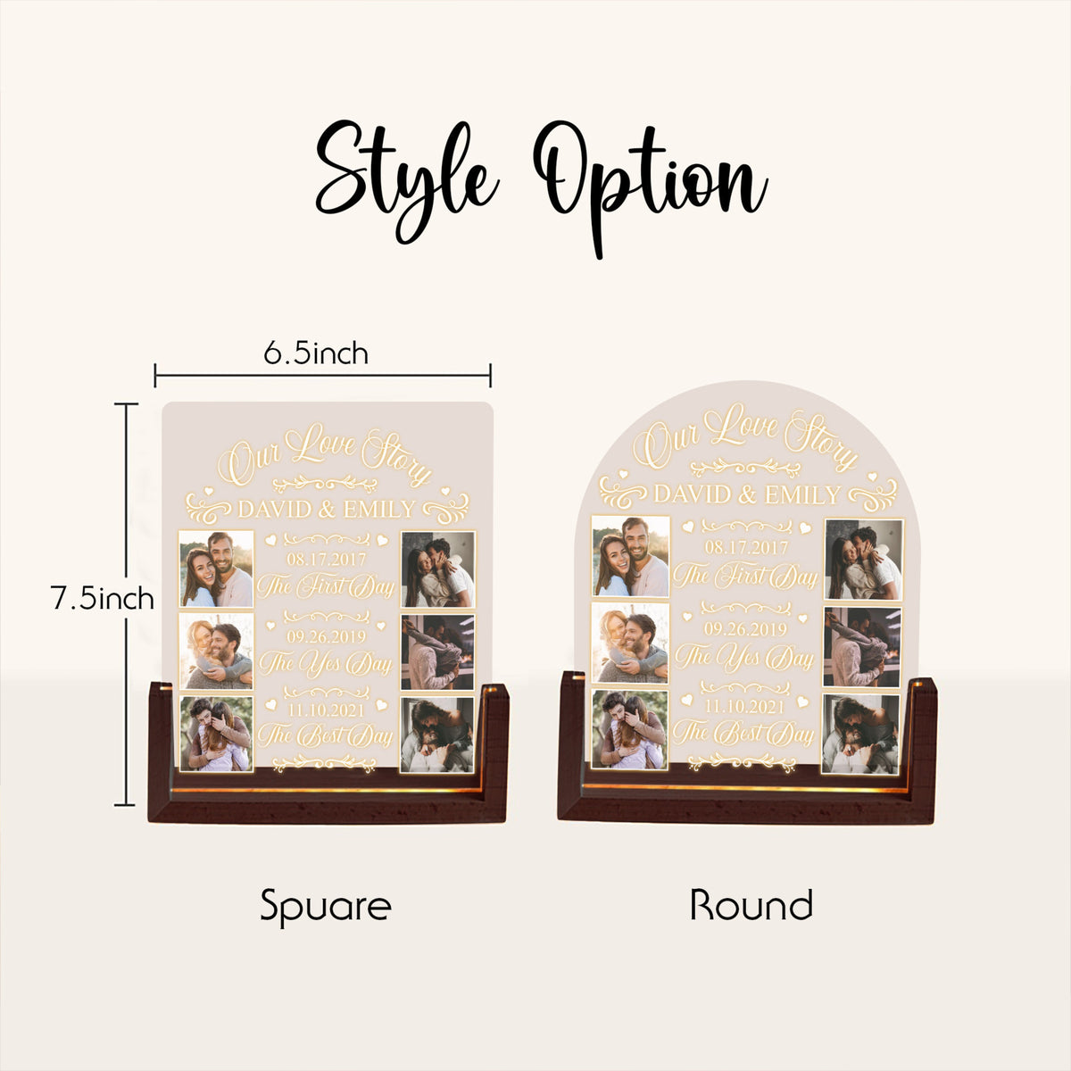 Personalize Couple's Night Light Name and Anniversary date - Customize Night Light for Couples, Valentine's Gifts, Gifts for Him/Her