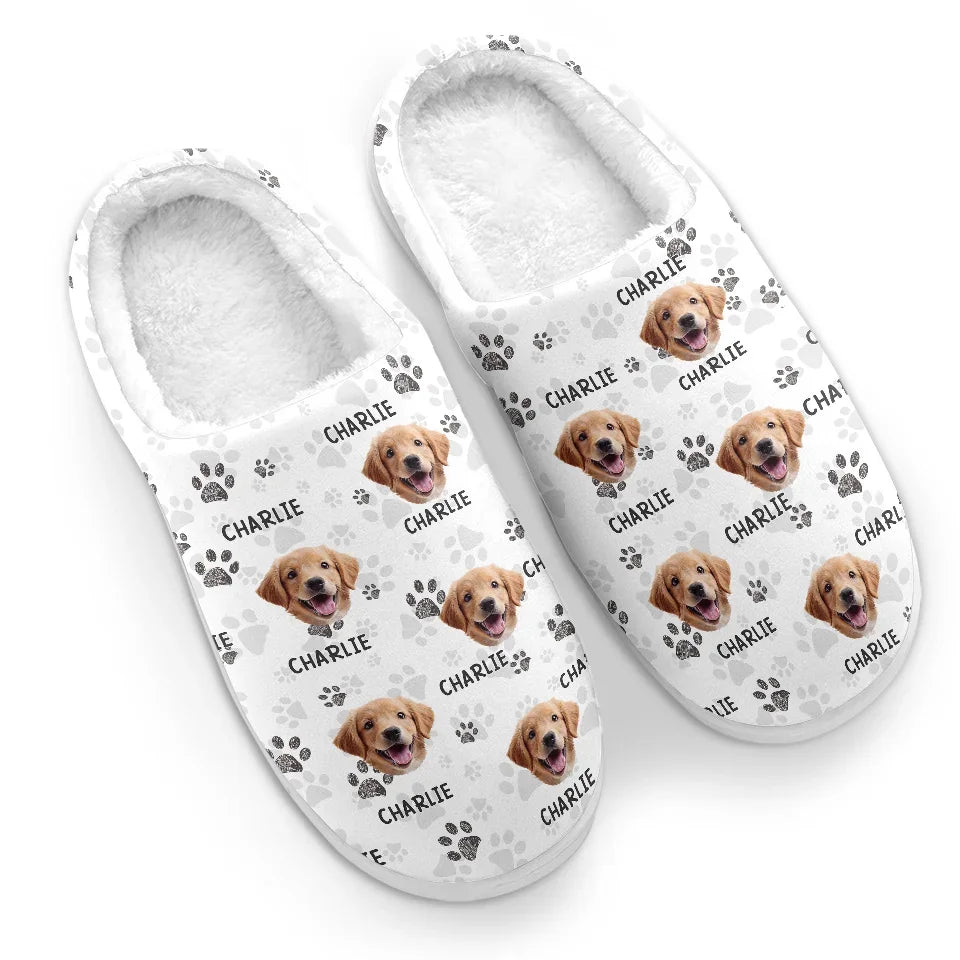 Custom Photo Fur Babies - Personalized Fleece Slippers - Christmas Gift For Pet Owners, Pet Lovers