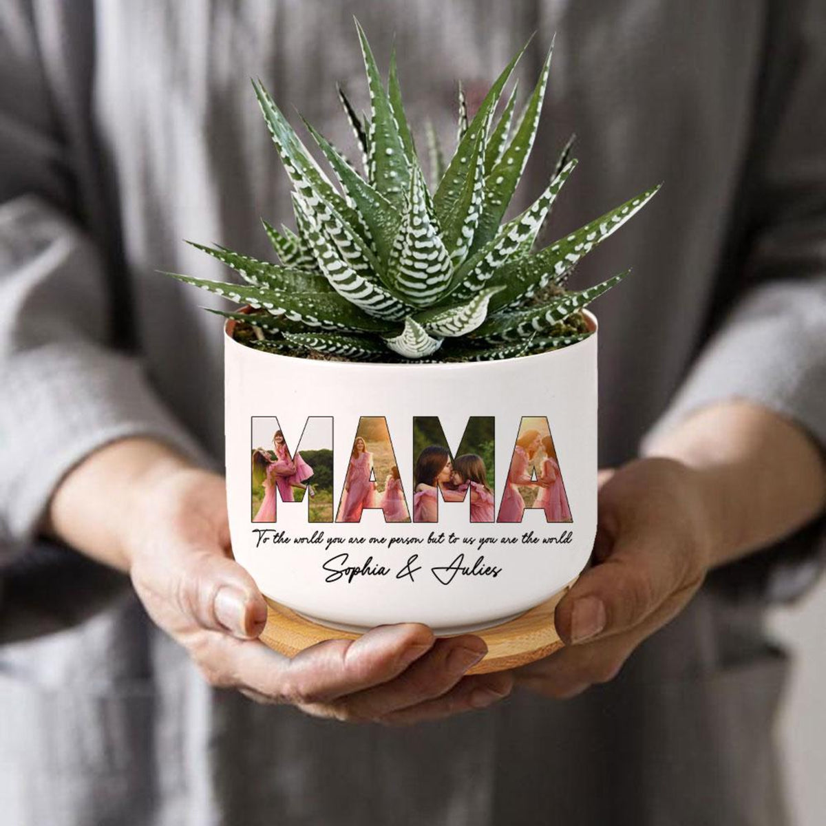 Mama Custom Photo With Message - Personalized Plant Pot - Gift For Mom, Mother's Day, Birthday Gift