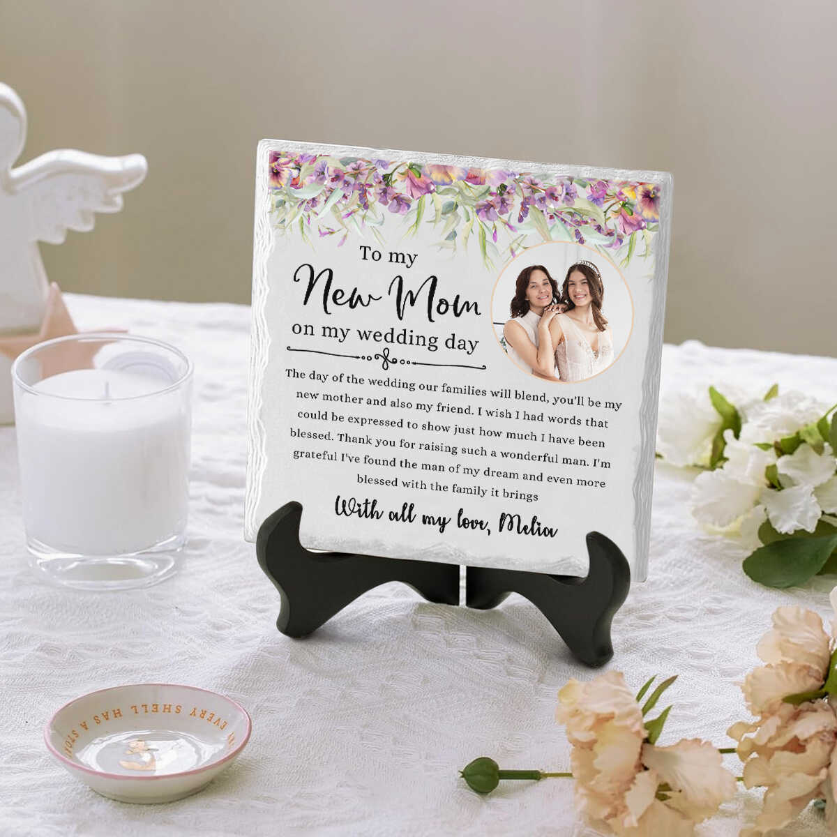 To My New Mom On My Wedding Day - Personalized Garden Stone - Gift For Mother-in-law On Wedding Day