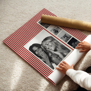 Custom Photo Collage Bestie Gift, Personalized Multi Photo Print, Red Striped Wall Art, Best Friend Gift