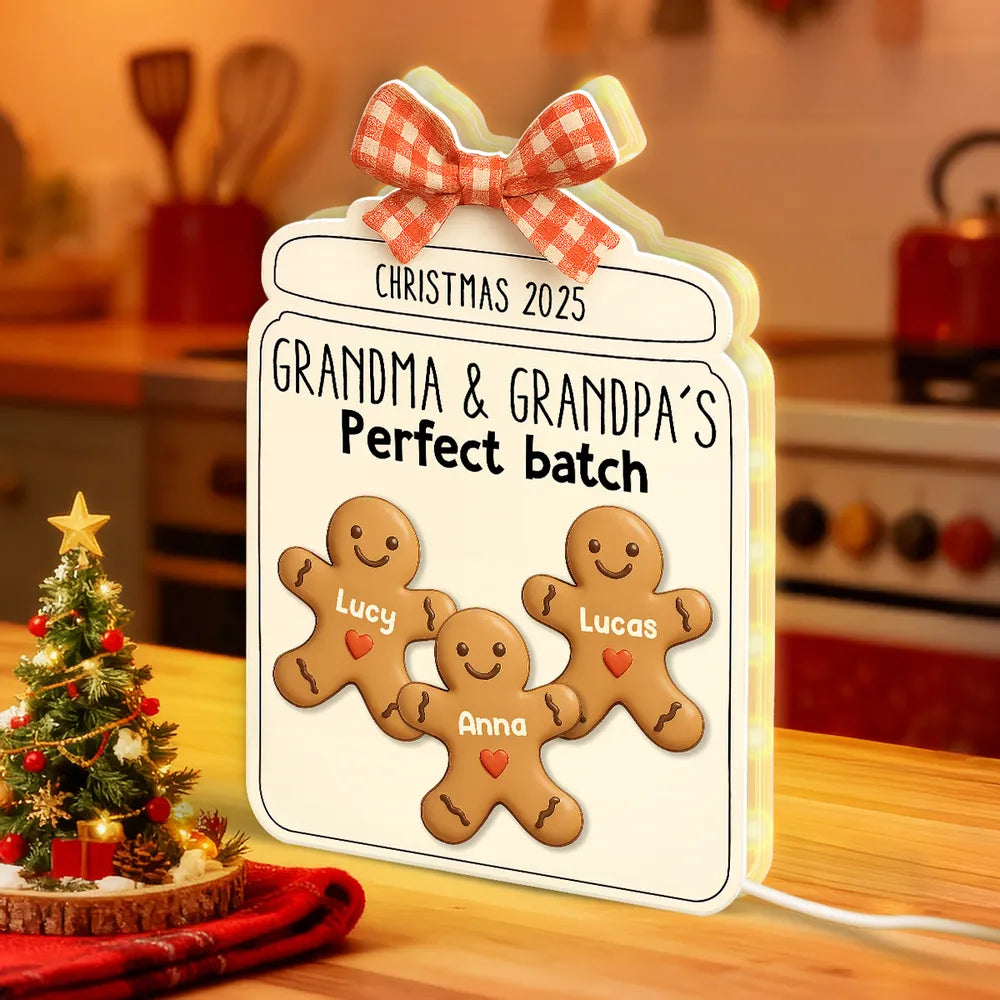 Christmas Grandma Perfect Batch Cookies - Personalized Acrylic Light Box - Christmas Gift for Mom Grandma