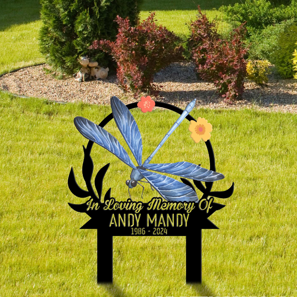 Custom Dragonfly Memorial Stake, Personalized Mom Loss Dragonfly Garden Memorial Plaque, Memorial Plaque, Cemetery Stake, Remembrance Gift