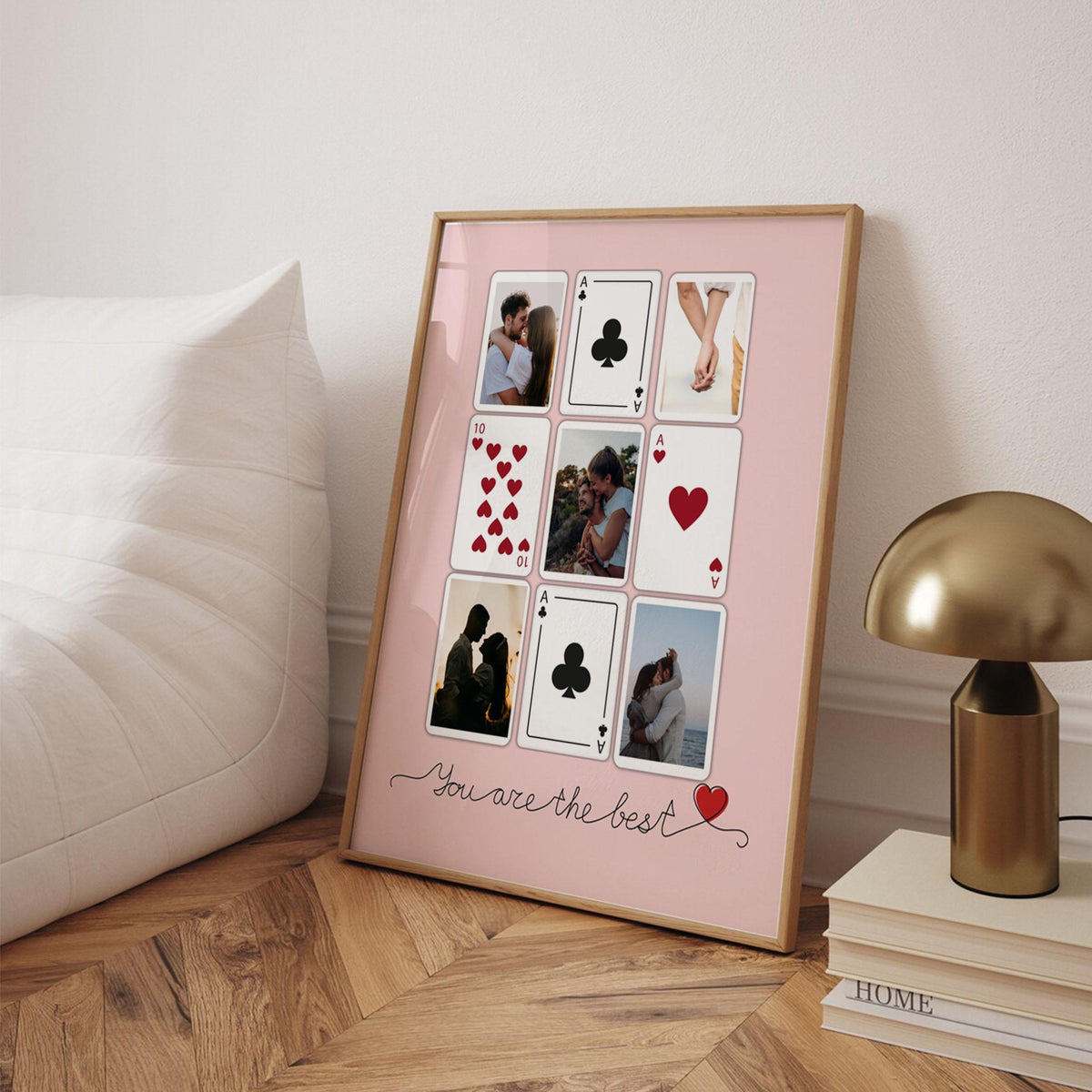 Custom Valentine's Day Anniversary Gift, Custom Playing Cards Photo Collage Wall Art, Unique Couples Gift, Romantic Gift