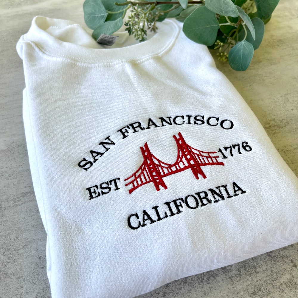 San Francisco Sweatshirt, San Fran Crewneck, City Sweatshirt, Embroidered California Sweatshirt, Vintage Crewneck, Embroidered Sweatshirt