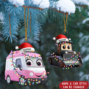 Cute Cartoon Vehicles - Personalized Acrylic Ornament - Christmas Gift For Kids