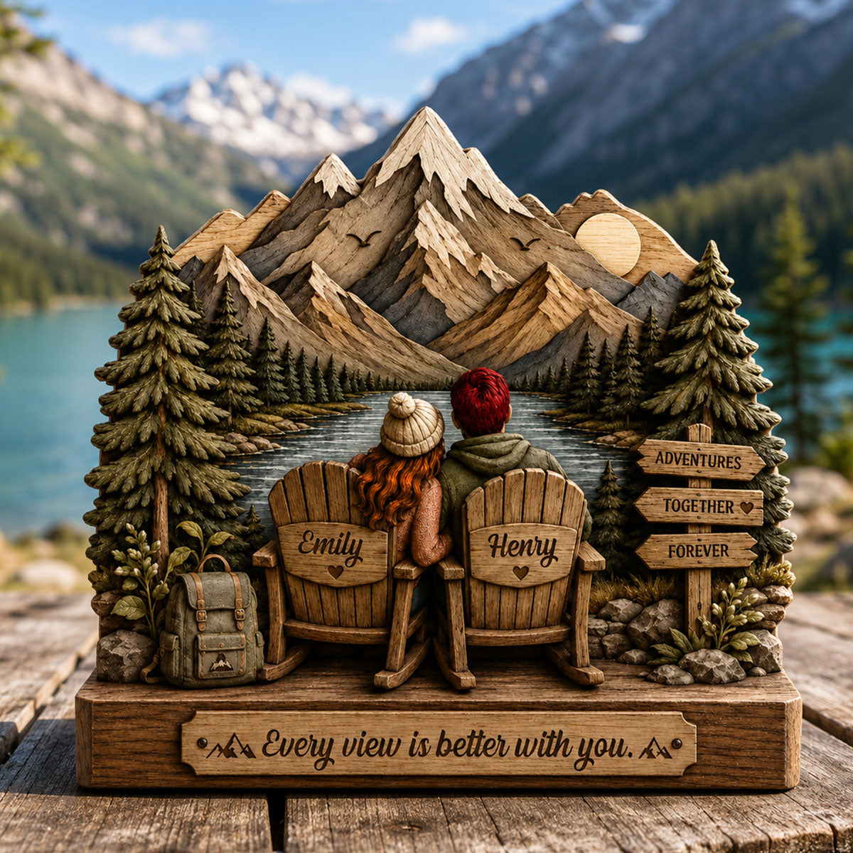The Best Views Are Better With You - Personalized Wooden Block
