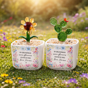 Personalized Glass Tulip Flower Pot for Mom Grandma, Mother's Day Gift Ideas, Glass Figurines Gift for her