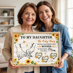 Sunflower To My Daughter Mom And Daughter Holding Hands Custom Kids Names - Personalized Canvas - Mother's Day Gift For Daughter