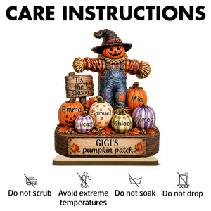 Grandma's Pumpkin Patch Scarecrow - Personalized 2-Layered Wooden Plaque - Halloween Fall Decor for Her