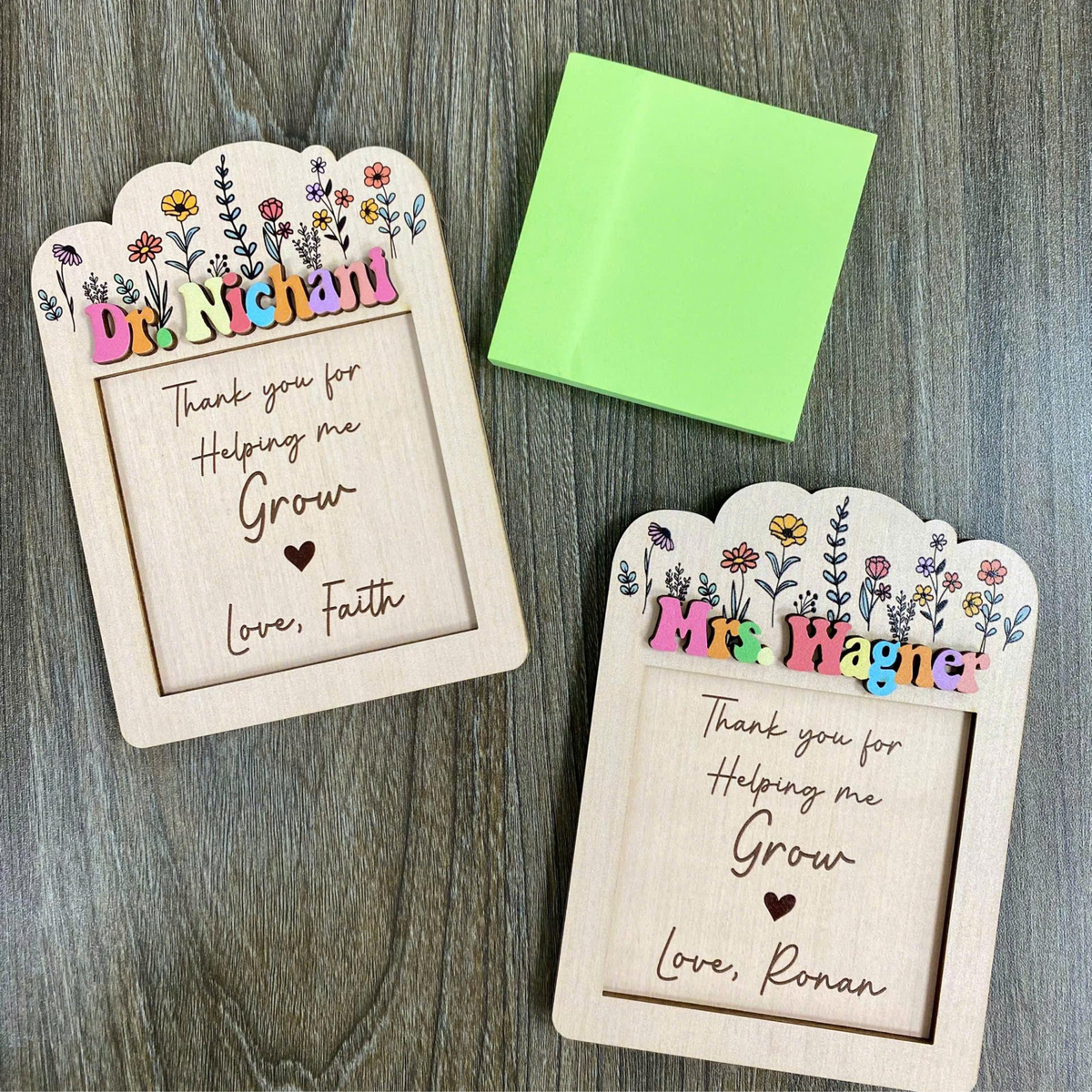 Sticky Note Holder Teacher Gift, Post Note Holder for Teacher Appreciation Gift, Notes Holder Teacher Name Gift, Teacher Gift for Desk