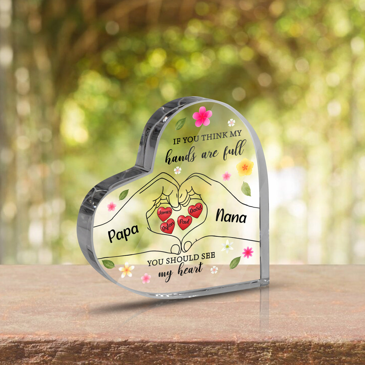 Personalized Heart Acrylic Plaque, If You Think My Hands Are Full You Should See My Hearts, Heart Keepsake, Mother's Day Gift, Gift For Mom