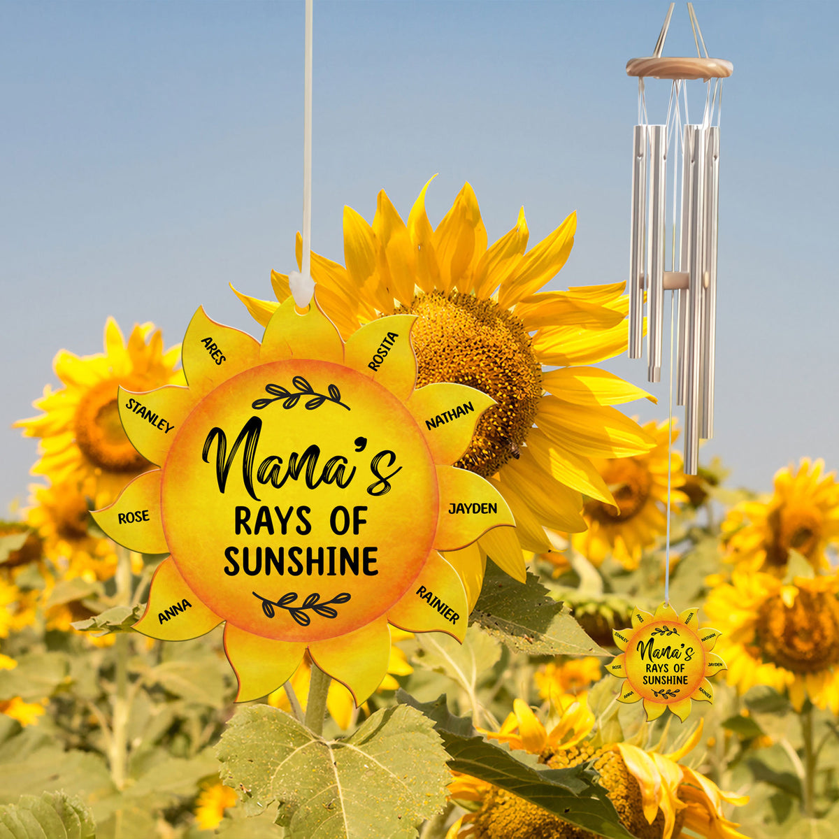Grandma's Ray Of Sunshine - Personalized Windchime - Gift For Grandma, Mother's Day, Birthday Gift