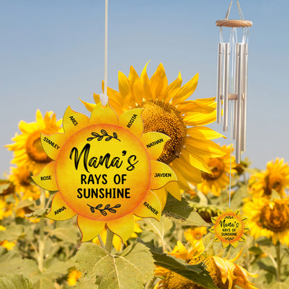 Grandma's Ray Of Sunshine - Personalized Windchime - Gift For Grandma, Mother's Day, Birthday Gift