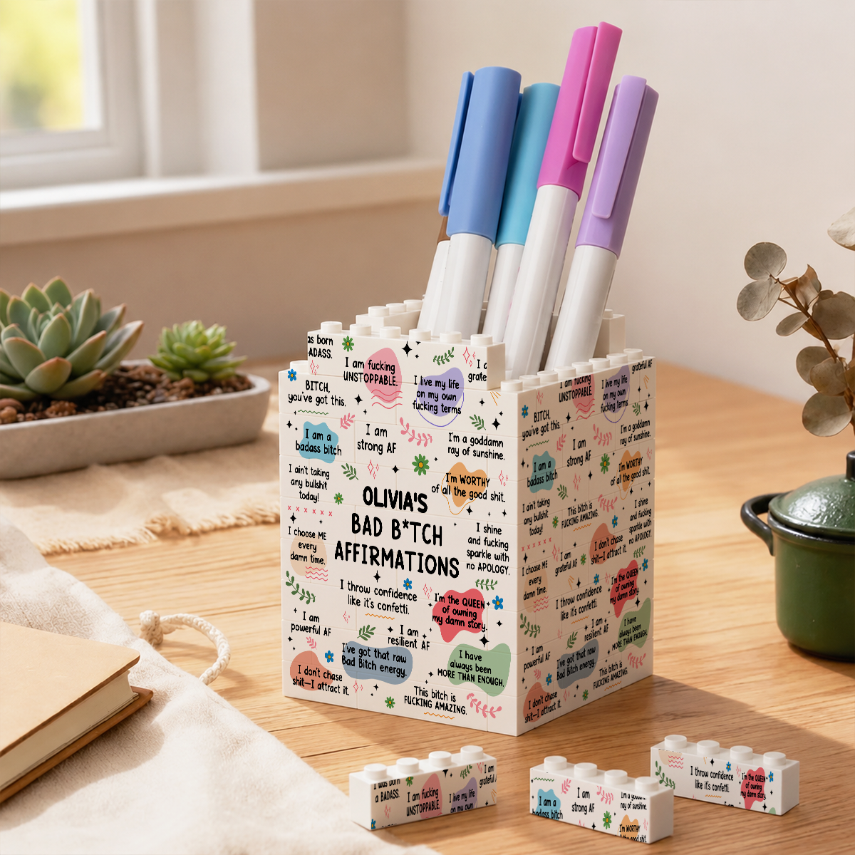 Bad B*tch Affirmations Gifts For Her, Coworkers, Friends - Personalized Pen Holder