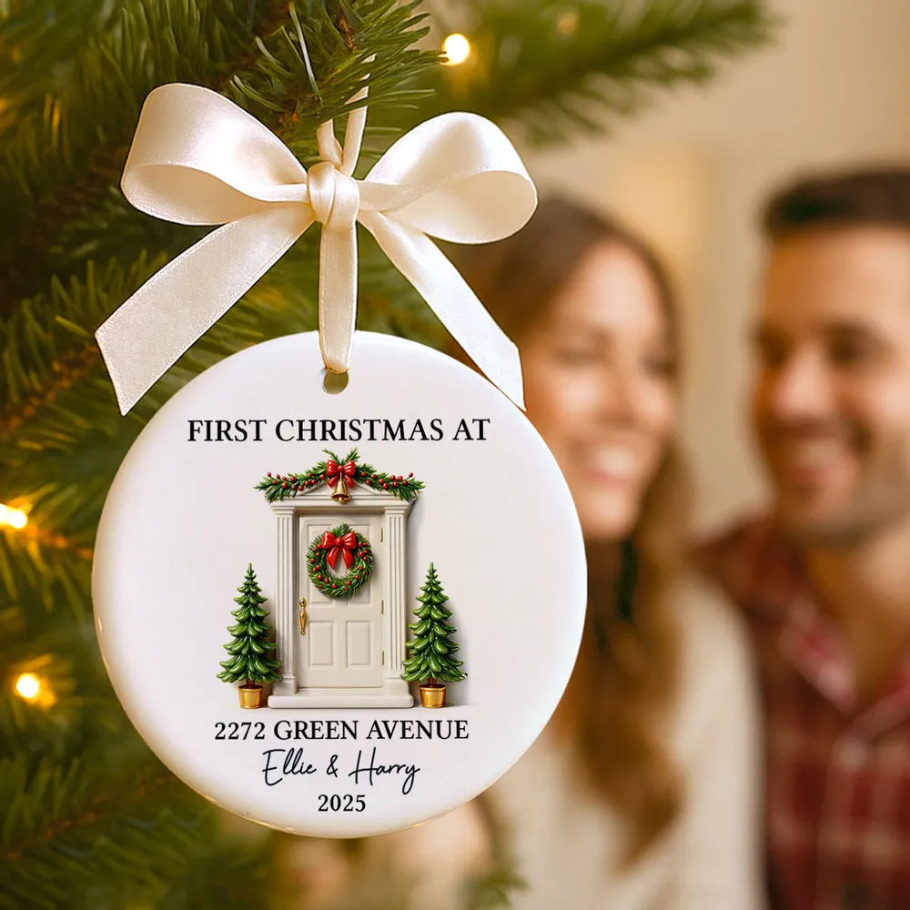 First Christmas New Home 3D Effect - Personalized Ceramic Ornament - New Home Decor Christmas Gift