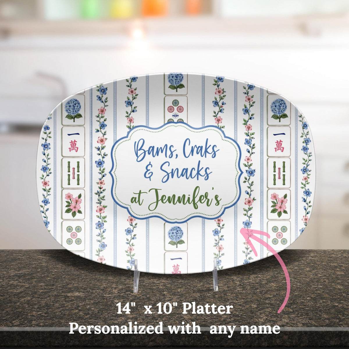 Mahjong Personalized Platter, Game Night, Mahjong Gifts, Mahj Girls Party Decor, Mahjong Dessert Plate