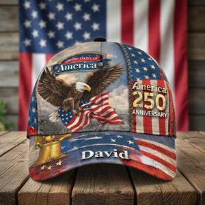 Personalized America Patriotic 250th Anniversary Baseball Cap, USA 250 Celebration Baseball Cap, Gift for Him