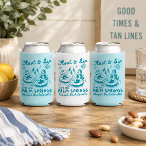 Float & Sip Beach Bachelorette Party Favors, Pool Party Can Coolers, Coastal Birthday Can Coolers