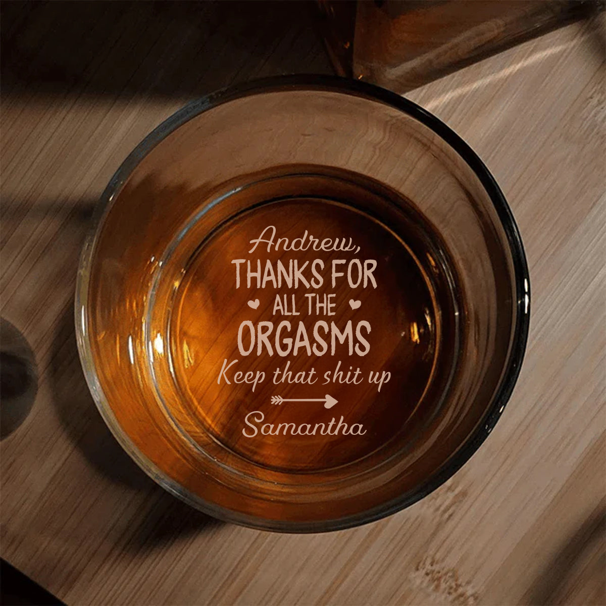 Thanks For All The Orgasms - Personalized Engraved Whiskey Glass Anniversary Gift For Him, Couple Gift Valentine's Day Gift