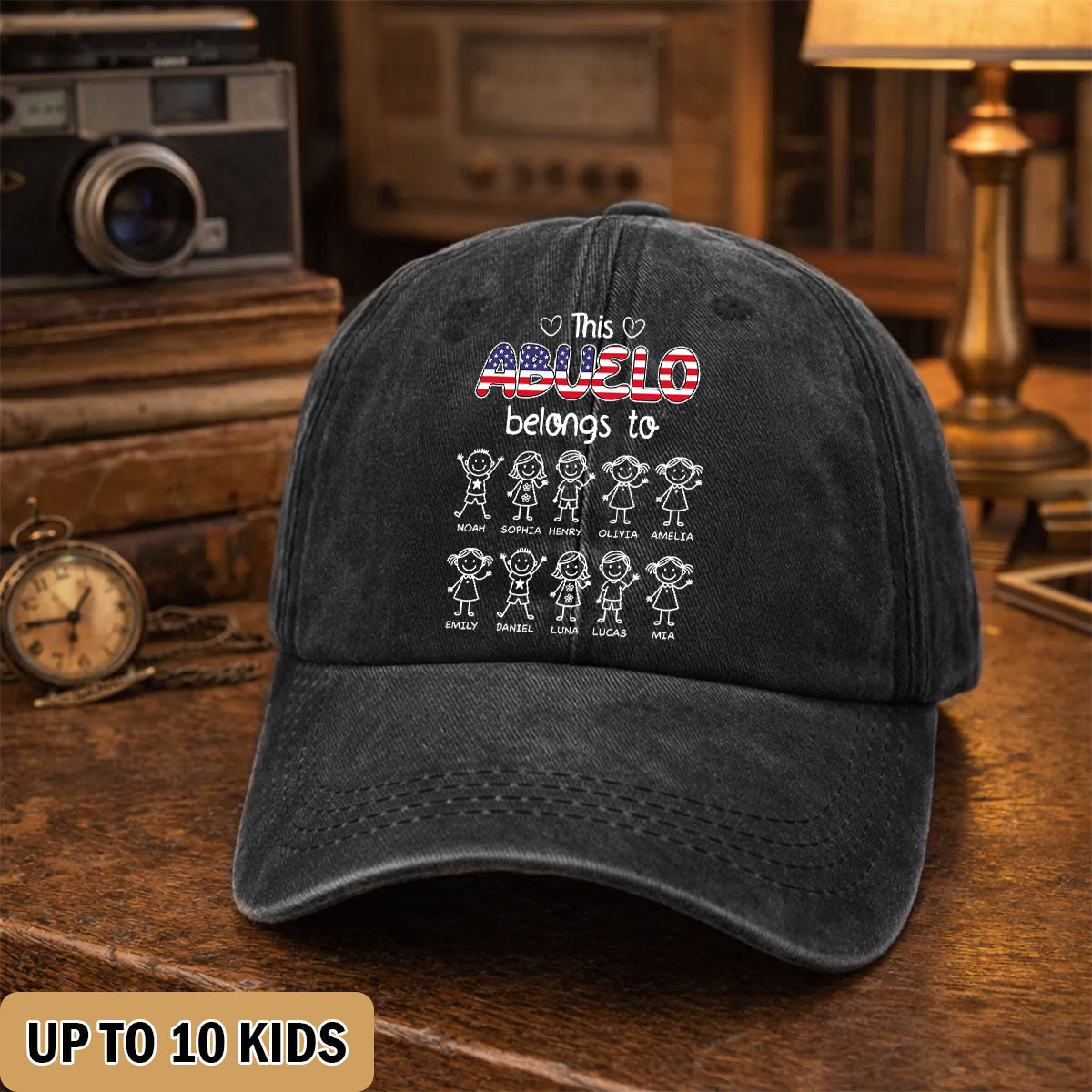 This Grandpa Belongs To Us America - Personalized Custom Vintage Classic Cap
